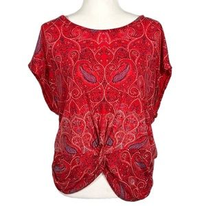 LUCKY BRAND PAISLEY RED T-SHIRT - SIZE LARGE
